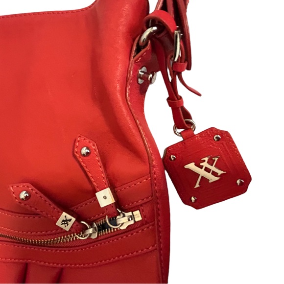 29. XX Maxx NY Large Shoulder Hobo Bag Hot Red Cowhide Leather - Picture 7 of 14